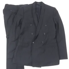美品□DOLCE&GABBANA ドルチェ＆ガッバーナ バージンウール100% GOLD ストライプ柄 ナローラペル ダブルスーツ セットアップ ダークネイビー 50 イタリア製 正規品 メンズのサムネイル