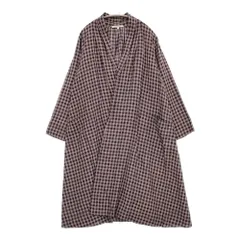 Vlas Blomme Elderberry Check ローブコート 定価55000円 13226081 チェック 羽織 コート ネイビー ベージュ レディース ヴラスブラム【中古】6-0225M♪