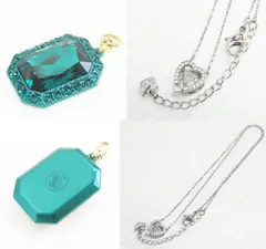 スワロフスキー ハート型ネックレス オクタゴンカット キーリング 2点セット☆0310-810/JN・ライト