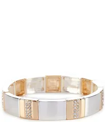 ディラーズ レディース アクセサリー ブレスレット・バングル・アンクレット Dillards Crystal Pave Polished Metal Stretch Braceletwo ToneCrystal