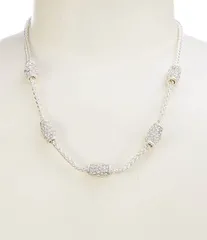 ディラーズ レディース アクセサリー ネックレス・チョーカー レース Dillards Crystal Pave Metal Frontal Short Strand Collar Necklace SilverCrystal シルバー