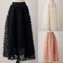 【予約商品】パール付きホイップチュールスカート チュールスカート フレアスカート