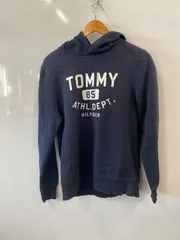 ピD126⚫︎TOMMY HILFIGER⚫︎トミーヒルフィガー⚫︎パーカー⚫︎ロゴプリント⚫︎裏起毛⚫︎フーディ⚫︎レディース⚫︎sizeS⚫︎紺