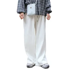 [Libetter] ワイドパンツ スウェット パンツ レディース ゆったり ワイド ストレート 冬 裏起毛 春 夏 薄手 イージーパンツ ロングパンツ 大きいサイズ (JP, アルファベット, L, オフホワイト) 0