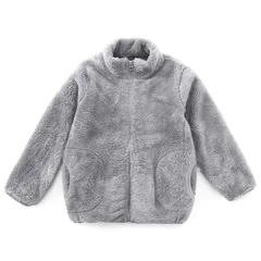 [Ｋａｙｉｙａｓｕ] ボア ジャケット キッズ フリース 女の子 男の子 アウター コート ジュニア ボーイズ もこもこ ガールズ 子供 春 秋 冬 通学 通園 100-180 親子服 (150, グレー) 1