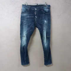 B3-11/DSQUARED2 ディースクエアード2 ネイビー ウォッシュ ヴィンテージ デニムズボン メンズ