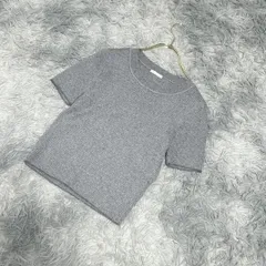 【良品】GU 半袖リブニット ストレッチ ラメ入り(M) 大人カワイイ 上品