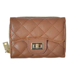 [FARFADET] キルティング 三つ折り 財布 さいふ ウォレット 小銭入れ レディース 小さい 手のひらサイズ シンプル コンパクト ミニ 3つ折り財布 ミニ財布 普段使い 可愛い 使いやすい おしゃれ 高見え カジュアル かわいい お札入 [ブラウン]