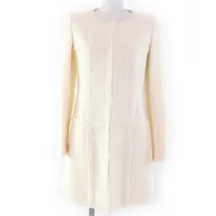未使用品☆Rene ルネ ウール TISSUE社製生地使用 ノーカラー ツイード コート アイボリー 36 日本製 正規品 レディース
