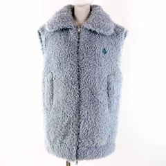 美品◎MONCLER モンクレール 22-23AW ACHARD アシャール エコファー リバーシブル フード付き ZIP ダウンベスト ライトブルー 1 正規品 レディース