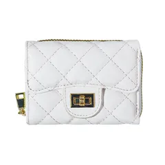 [FARFADET] キルティング 三つ折り 財布 さいふ ウォレット 小銭入れ レディース 小さい 手のひらサイズ シンプル コンパクト ミニ 3つ折り財布 ミニ財布 普段使い 可愛い 使いやすい おしゃれ 高見え カジュアル かわいい お札入 [ホワイト]