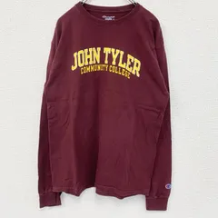 古着　used　champion　チャンピオン　長袖プリントTシャツ　ジョン・タイラー　コミュニティカレッジ　レッド　赤　Lサイズ