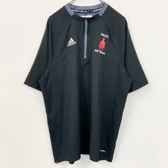古着 used　adidas　アディダス　半袖ハーフジップトラックジャケット　ワンポイント刺繍ジャージ　ソフトボール　Lサイズ
