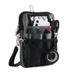 多機能 ウエストポーチ ナースポーチ ウエストバッグ マチ1cmサイズUP 仕事用 12ポケット 3way ショルダー 腰 マチ付き 文房具 小物入れ 大容量 作業用 看護 介護 保育 腰袋 工具入れ ベルト付き 撥水 防傷加工 グレ [サイズUP版-グレー]