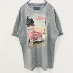 古着 used　Angelo Litrico　半袖カープリントTシャツ　Vintage Wheels　グレー　レトロ　3XLサイズ