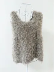 美品✨studioCLIP モヘアシャギーベスト グレー ベージュ ふわふわ