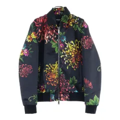 DSQUARED2 (ディースクエアード) Floral Print Collared Jacket フローラルプリント 花柄総柄 ポリエステルジャケット ブラック S71AN0176 S52770