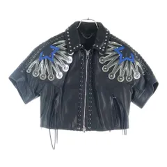 DIESEL BLACK GOLD (ディーゼルブラックゴールド) グロメット スタッズ ショートスリーブ レザージャケット 17001443 ブラック