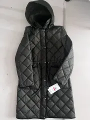 DKNY カーキ色 キルティング フード ダウン