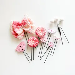 〔581〕ピンク系　卒業式　髪飾り　ヘッドドレス　ヘアピン　水引ピン　古布リボン　桜色　七五三髪飾り　卒業式髪飾り　ヘアピンセット