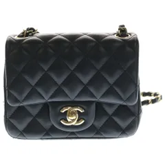 CHANEL (シャネル) ミニマトラッセ16 シングルフラップ シングルチェーン ショルダーバッグ ラムスキン ゴールド金具 ブラック