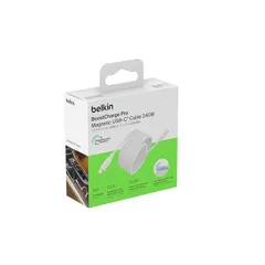 【新品】 Belkin USB-C to USB-C 丸型ｹｰﾌﾞﾙ 240W 2.0 マグネット式ｹｰﾌﾞﾙ 急速充電PD対応 高耐久 2M ホワイト CAB028qc2MWH 1