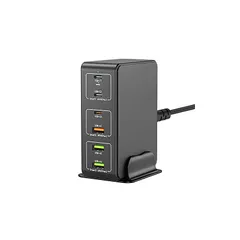 【新品】 USB 充電器 type-c 合計120W PD 急速充電器 6ポート【PD 3.0、PPS、QC4+対応/単ポート65Ｗ/6台同時充電/1.2Mケーブル＆スタンド付】USB-C*3&USB-A*3 スマホ充電器 PSE認証済み MacBook  0