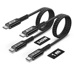 【新品】 JBTOP USB データケーブル（1m、2本） 80Gbps データ転送、16K/デュアル 8K、240W、編まれた USB C ビデオケーブル互換性のあるサンダーボルト 4/5、SSD、MacBook M4 Pro、ドック、eGPU/USB  1
