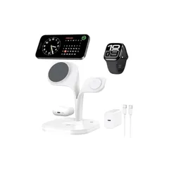 【新品】 HJCE 3in1 ワイヤレス充電器 Magsafe 正規認証品 15W急速充 電 充電スタンド アップルウォッチ充 電器 置くだけ充 電 マグセーフ充 電器 収納簡単スタンド式 iPhone/Watch/Airpodsに対応 PSE技術基準適合 1