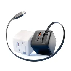 【新品】 NOHOO【自動巻き取り式】充電器 Type-C 急速充電 PD 充電器 30W 伸縮式66cmケーブル内蔵 折り畳みプラグ PSE技術基準適合 GaN窒化ガリウム技術 PD3.0/PPS/QC3.0等規格対応 ケーブル一体型 USB-Cx2 U 0