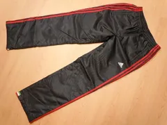 q989★adidas climastorm アディダス★状態良好 サイドライン入り パンツ L★黒 赤