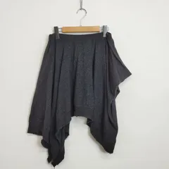 ZUCCA ズッカ 変形 スカート ニット ウール 日本製 個性的 ウエスト ゴム カットオフ グレー系 M C286のサムネイル