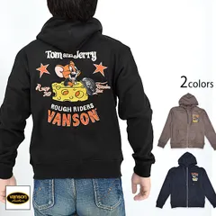 vanson×TOM＆JERRYコラボ ボンディングフルジップアップパーカー◆vanson