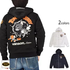 TOM＆JERRYコラボ 裏ファー起毛ボンディングジップパーカー◆vanson