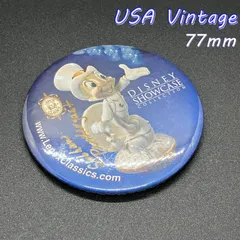 缶バッジ　アメリカ　輸入 雑貨　ビンテージ 『 ディズニー ジミニークリケット ショーケース ピン 』 当時物　ヴィンテージ　バッチ　ピンバッチ　※ メッセージ　ノベルティー　広告　レトロ　( BAT2161 )