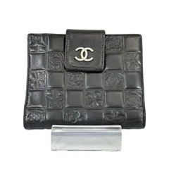 【人気・美品】CHANEL シャネル アイコンライン ラムスキン Wホック コンパクト 二つ折り 財布 ココマーク 9番台 ブラック シルバー金具 レディース メンズ 2004～2005年製