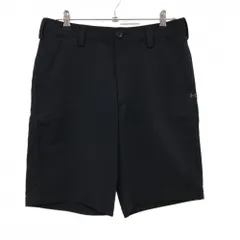 【美品】アンダーアーマー ハーフパンツ 黒 無地 ロゴグレー  メンズ 32 ゴルフウェア UNDER ARMOUR