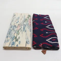 反物 小紋 着尺 正絹 2点セット 960g 女性着物用 生地 カジュアル 和裁練習 リメイク ハンドメイド