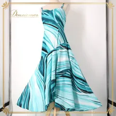 フラダンス 衣装 ワンピース ドレス グリーン系 メネフネプランテーション ハワイアンプリント MENEHUNE PLANTETION 日本製 キャミソール フリル フレア アロハ フラ ダンス レッスン 練習 華やか 鮮やか さわやか おしゃれ 上品 ブルー