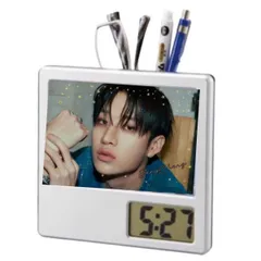 バンチャン Straykids ストレイキッズ スキズ 写真入り ペン立て付き 置き時計 時計 フォトフレーム 韓流 グッズ ph002-12