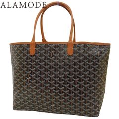 GOYARD(ゴヤール) サンルイPM トートバッグ 肩掛け ショッピングバッグ ヘリンボーン柄 PVCコーティングキャンバス ゴヤールディンキャンバス ブラウン茶 ブラック黒 ホワイト 白 シルバー金具 ユニセックス 40802160868【アラモード】