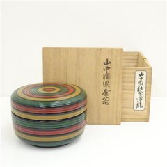 茶道具 石川県 漆匠【二代 山下甫斎】 『独楽塗 莨入』底部在銘 桐共箱