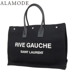 SAINT LAURENT PARIS(サンローランパリ) リヴゴーシュ トート トートバッグ 肩掛け ショルダー RIVE GAUCHE コットン レザー ブラック黒 シルバー金具 GNR509415 レディース 40802161081【中古】【アラモード】のサムネイル