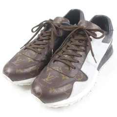 美品□LOUIS VUITTON ルイヴィトン LV ランアウェイ・ライン モノグラム レザー ローカットスニーカー ホワイト ブラック ブラウン 7.5 イタリア製 メンズ