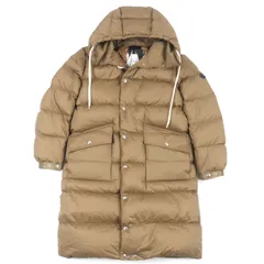 美品▼MONCLER モンクレール 20-21AW ROUBAUD フード・レザーワッペン付き ダブルジップアップ ダウンコート ブラウン 1 ハンガー・ガーメント付き 正規品 メンズ 美品▽MONCLER モンクレール 20-21AW ROUBAUD フード・レザーワッペン