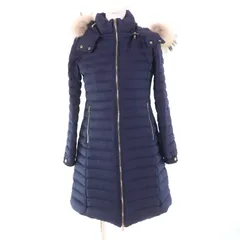 美品★TATRAS タトラス 20AW LTA20A4581 Rライン CIMA チマ ウール シルク混 ラクーンファー・フード・ロゴワッペン付 ZIP UP ダウンコート ネイビー 1 正規品 レディース