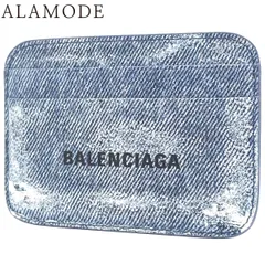 BALENCIAGA(バレンシアガ) デニムプリント カードケース カードケース/パスケース 名刺入れ 定期入れ 小物 ダメージ加工 レザー ブルー青 593812 ユニセックス 40802168885【中古】【アラモード】