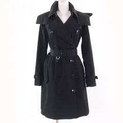 美品☆BURBERRY バーバリー 8006111 ケンジントン テタッチャブルフード ロゴボタン付 裏地ノバチェック柄 トレンチコート ブラック 38 正規品 レディース