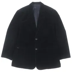 美品▼Papas パパス カシミヤ混 コーデュロイ ロゴ刺繍入り シングルジャケット テーラードジャケット ブラック M 日本製 正規品 メンズ