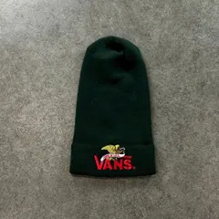 日本製 90s Vintage VANS Beanie ヴァンズ バンズ ビーニー ロゴ刺繍 深緑 男女兼用のサムネイル